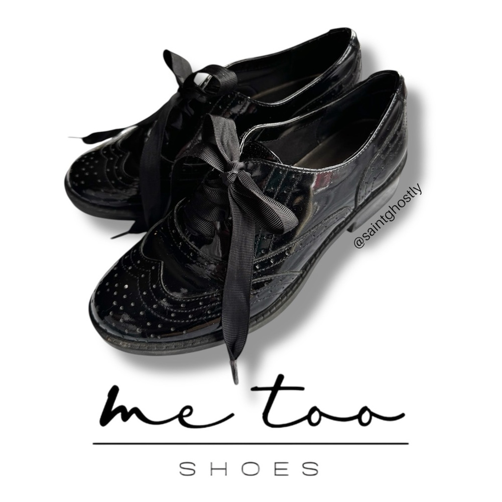 Preppy Goth Me Too Women’s Black Patent Leather Oxfords Loafer Size 6